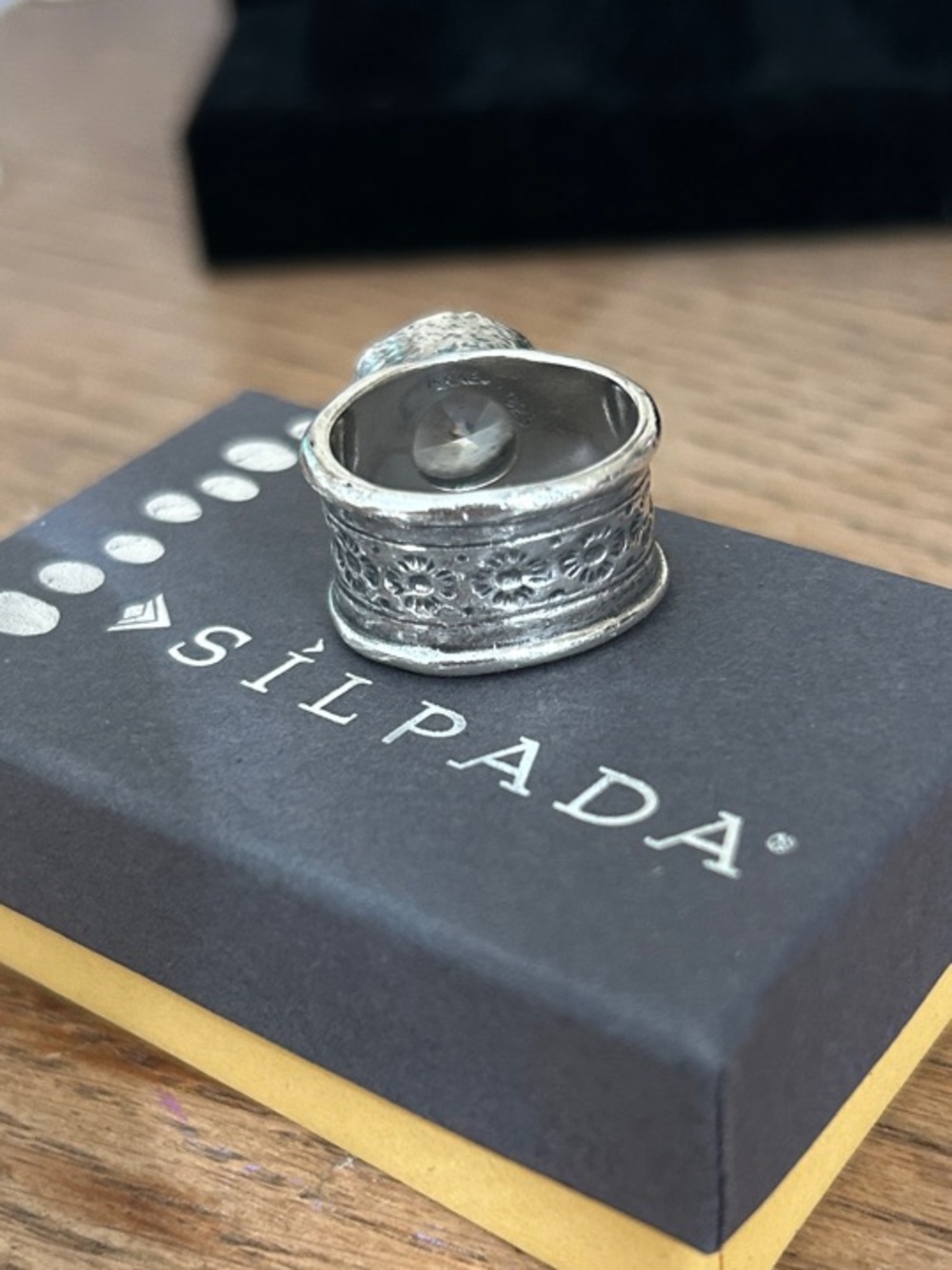 Silpada .925 Sterling Silver Ring with Clear CZ Stone Accent - Picture 2 of 6